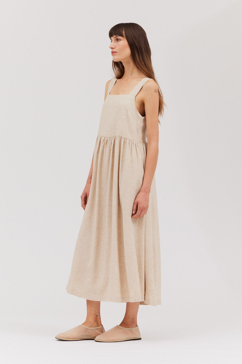 Simple Days Linen-Blend Midi Dress