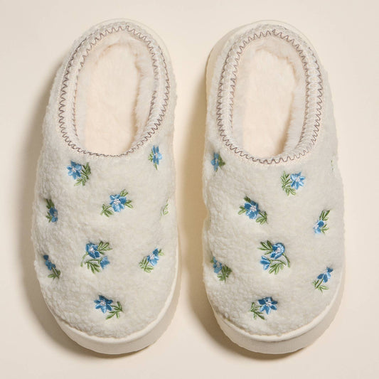 Winter Blossoms Embroidered Slippers