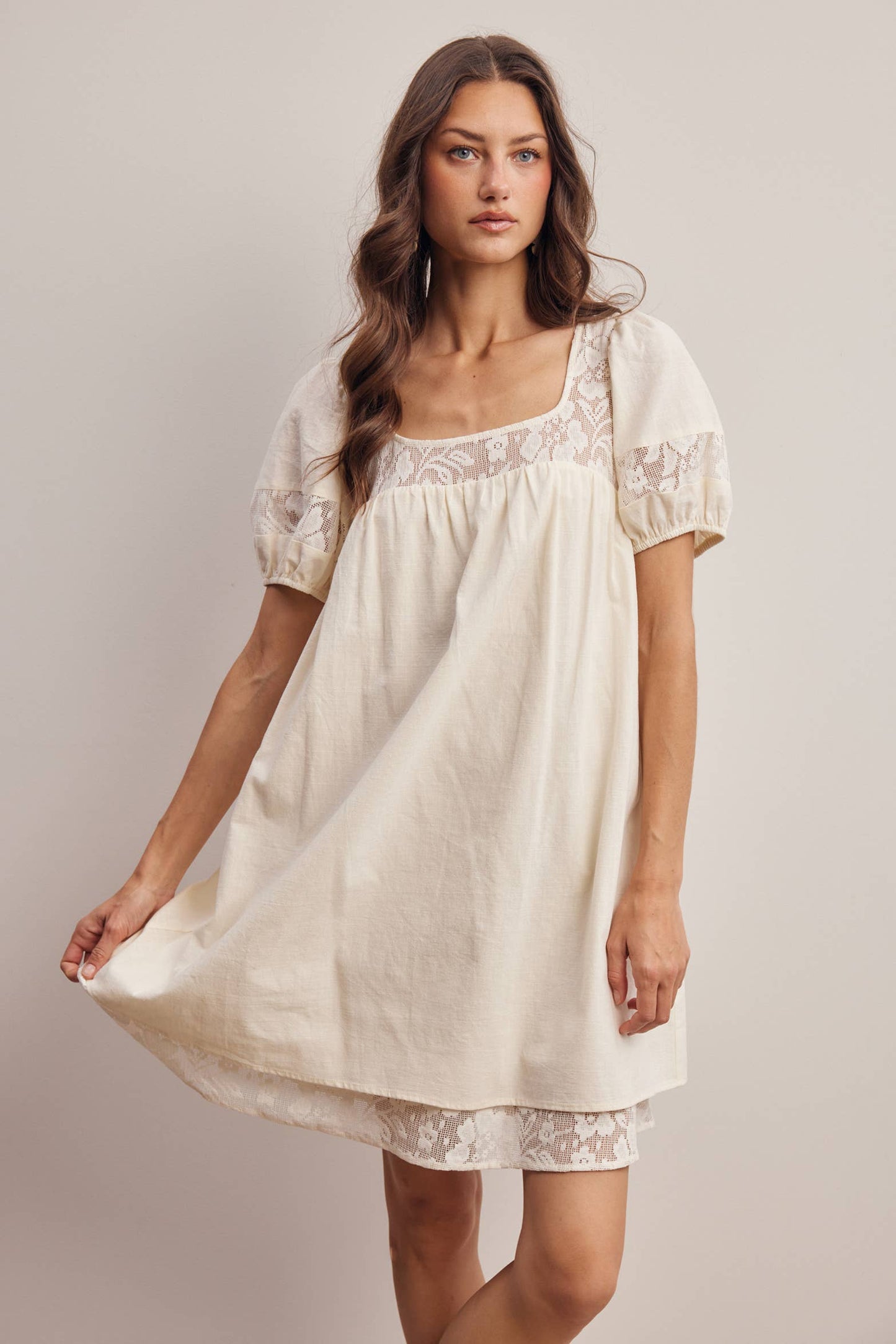 Lisa Lace Puff Sleeve Mini Dress