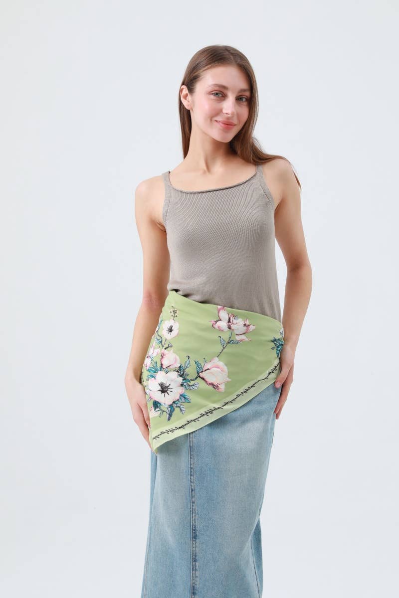 Camellia Floral Bandana: Smooth Stylish Scarf