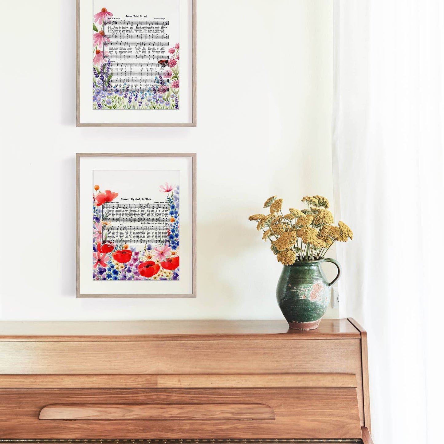 "Jesus Paid it All" Floral + Butterfly Hymn Print - Marydean Draws