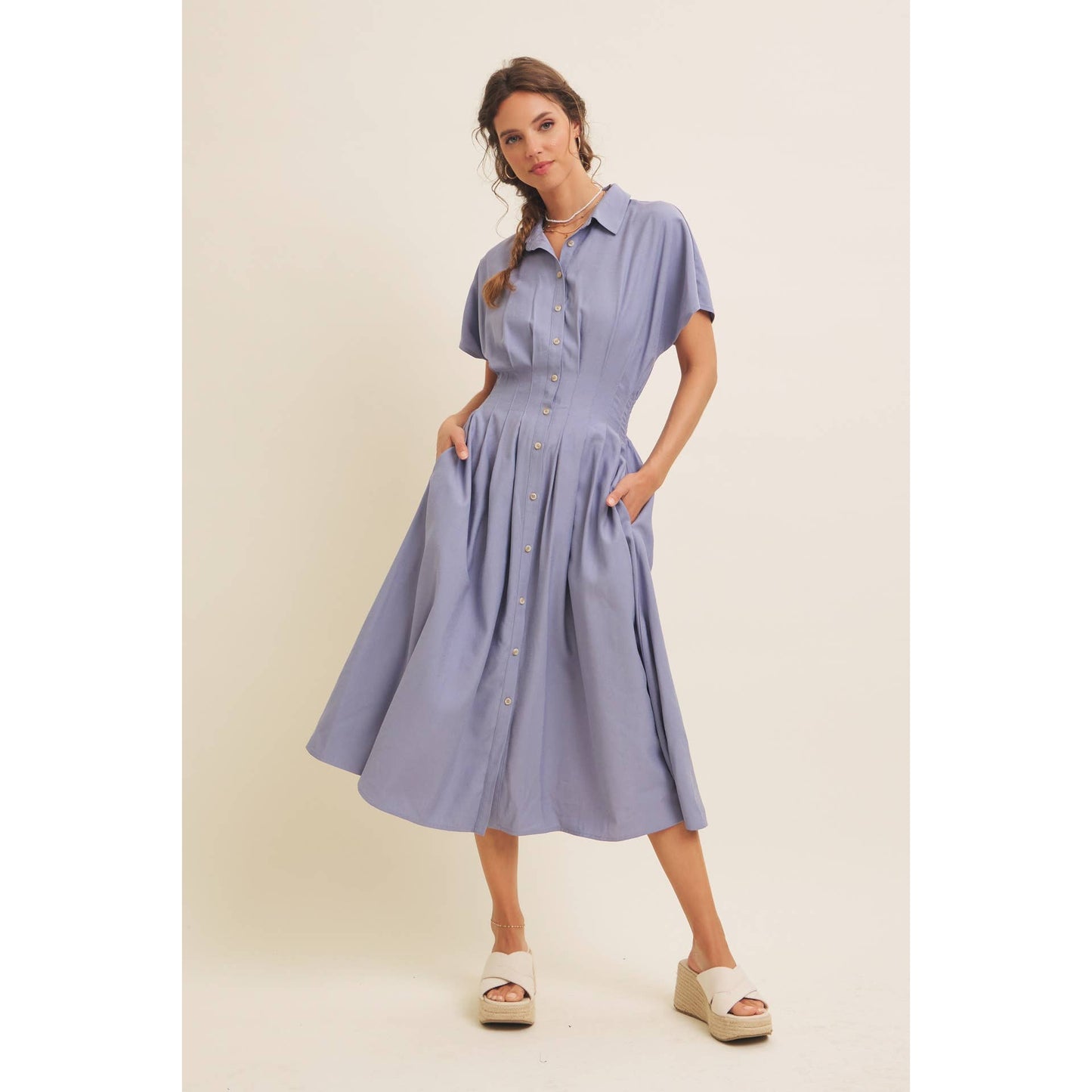 Annabelle Pleated Midi Dress