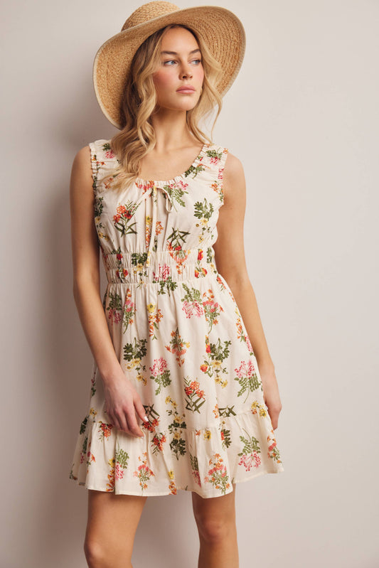 Trina Floral Smocked Waist Mini Dress