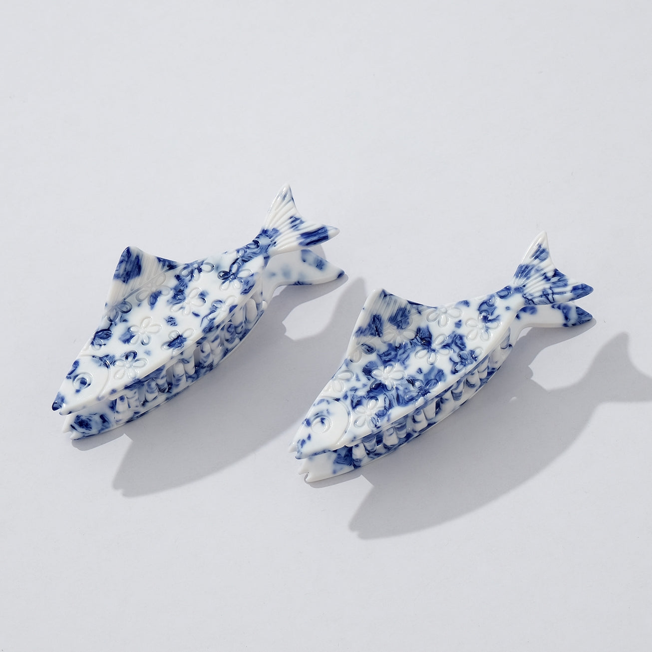 Blue Floral Sardine Claw Clip