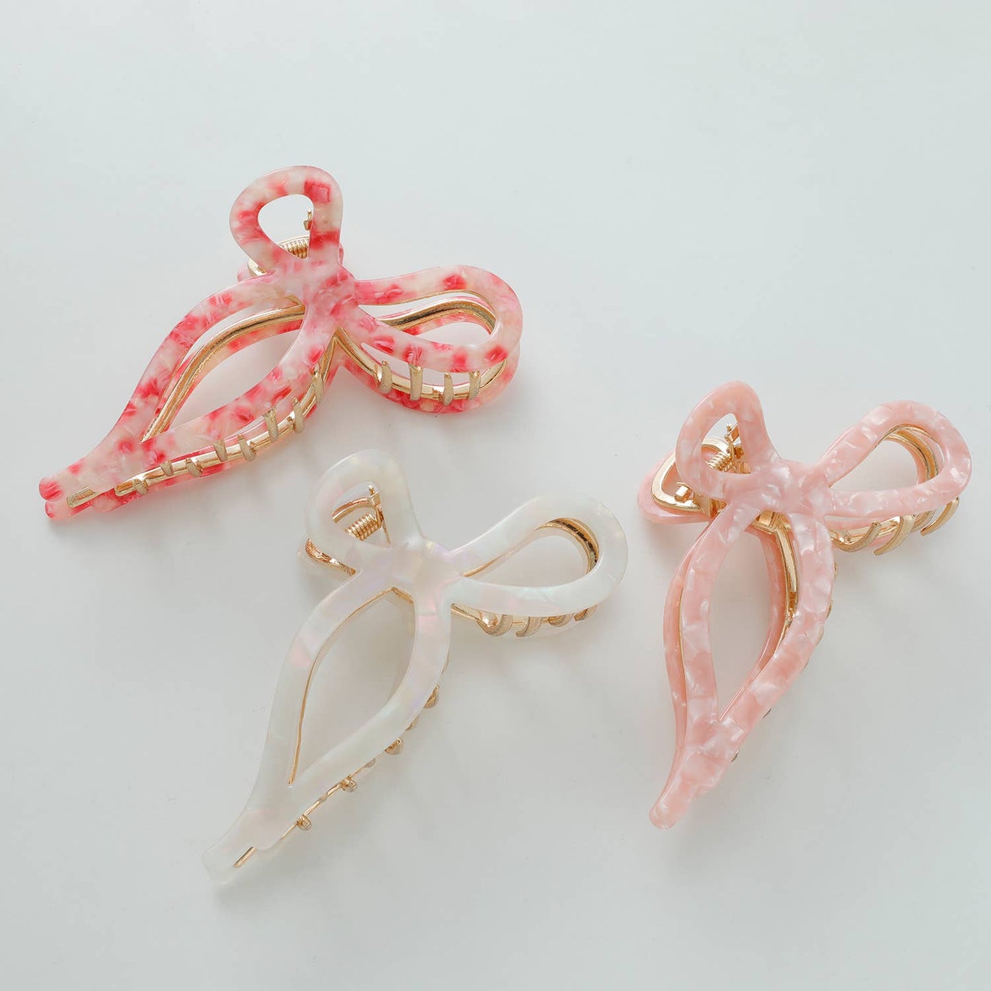 Sabrina Rosé Bow Claw Clip