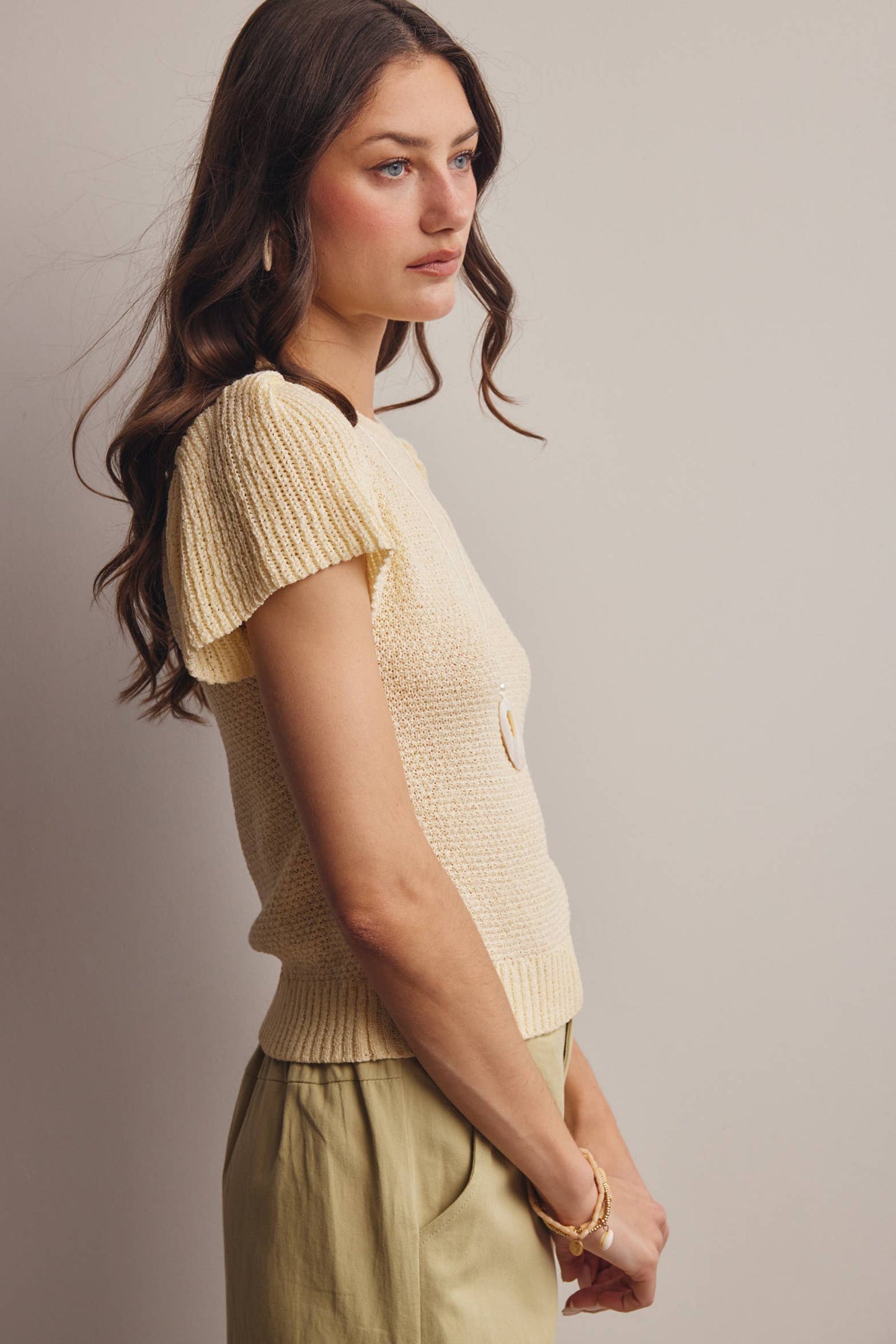 Ivory Puff Sleeve Knit Top