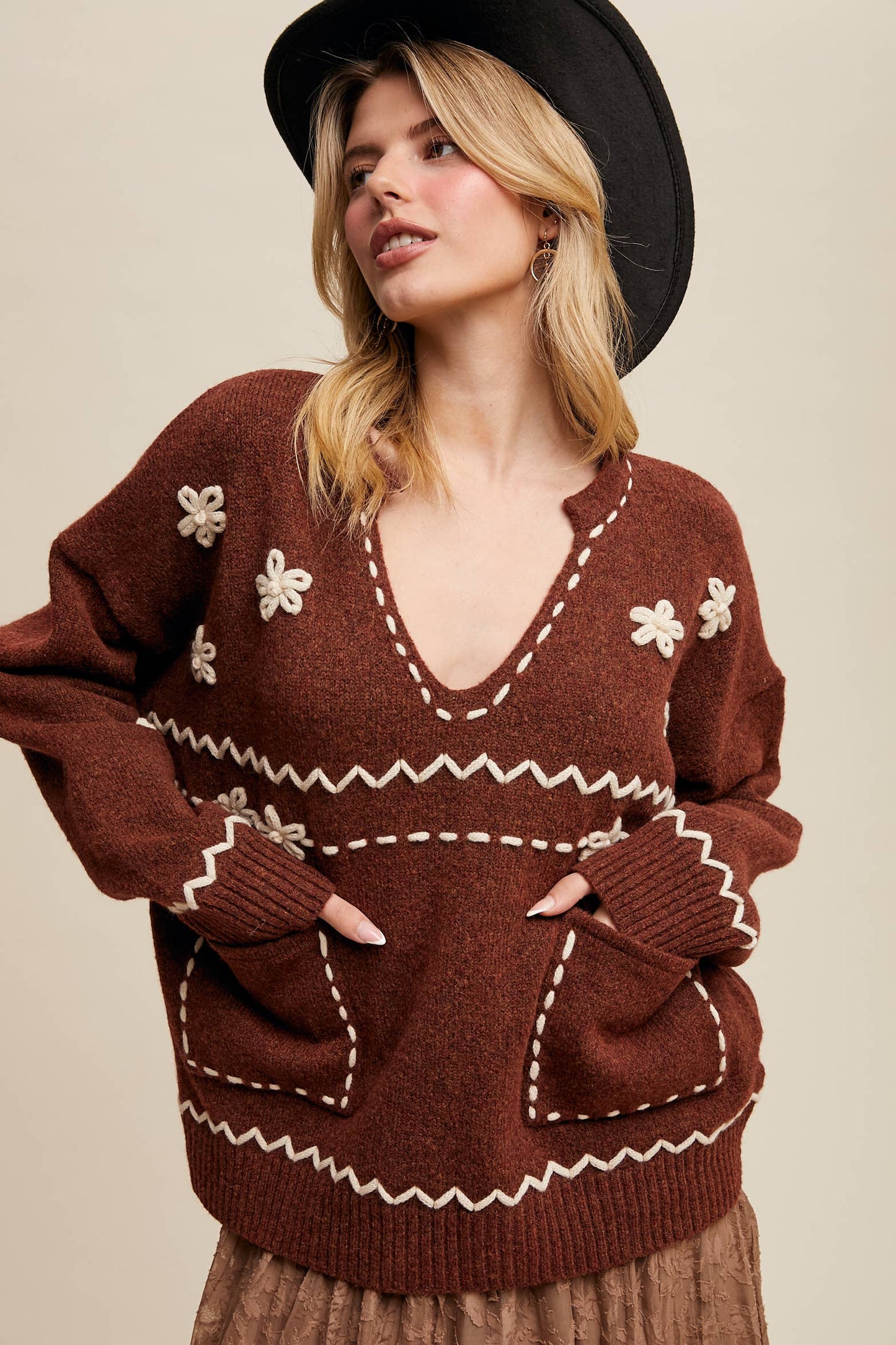 Coastal Cowboy Embroidered Knit Sweater