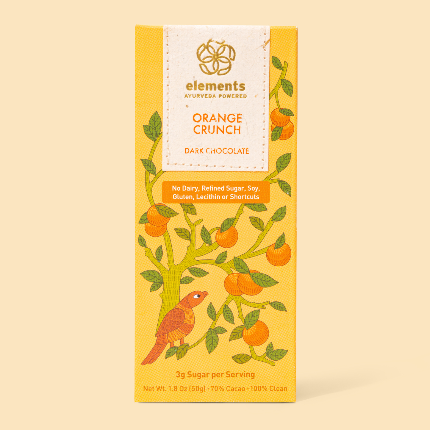 Orange Crunch 70% Dark Chocolate Bar | Dairy-free | Snack