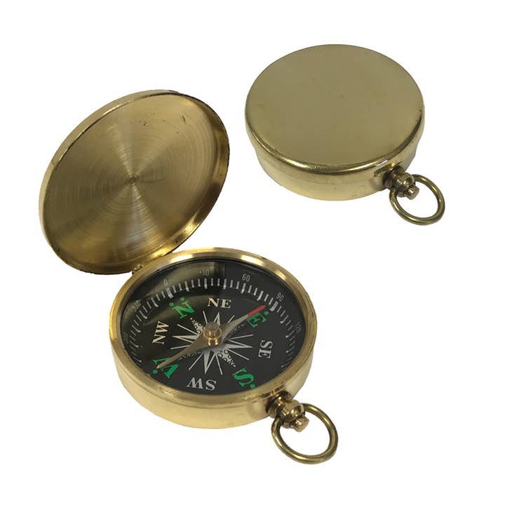 Flip-Top Polished Brass Compass