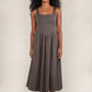 Olive Square-Neck Luxe Tank Dress