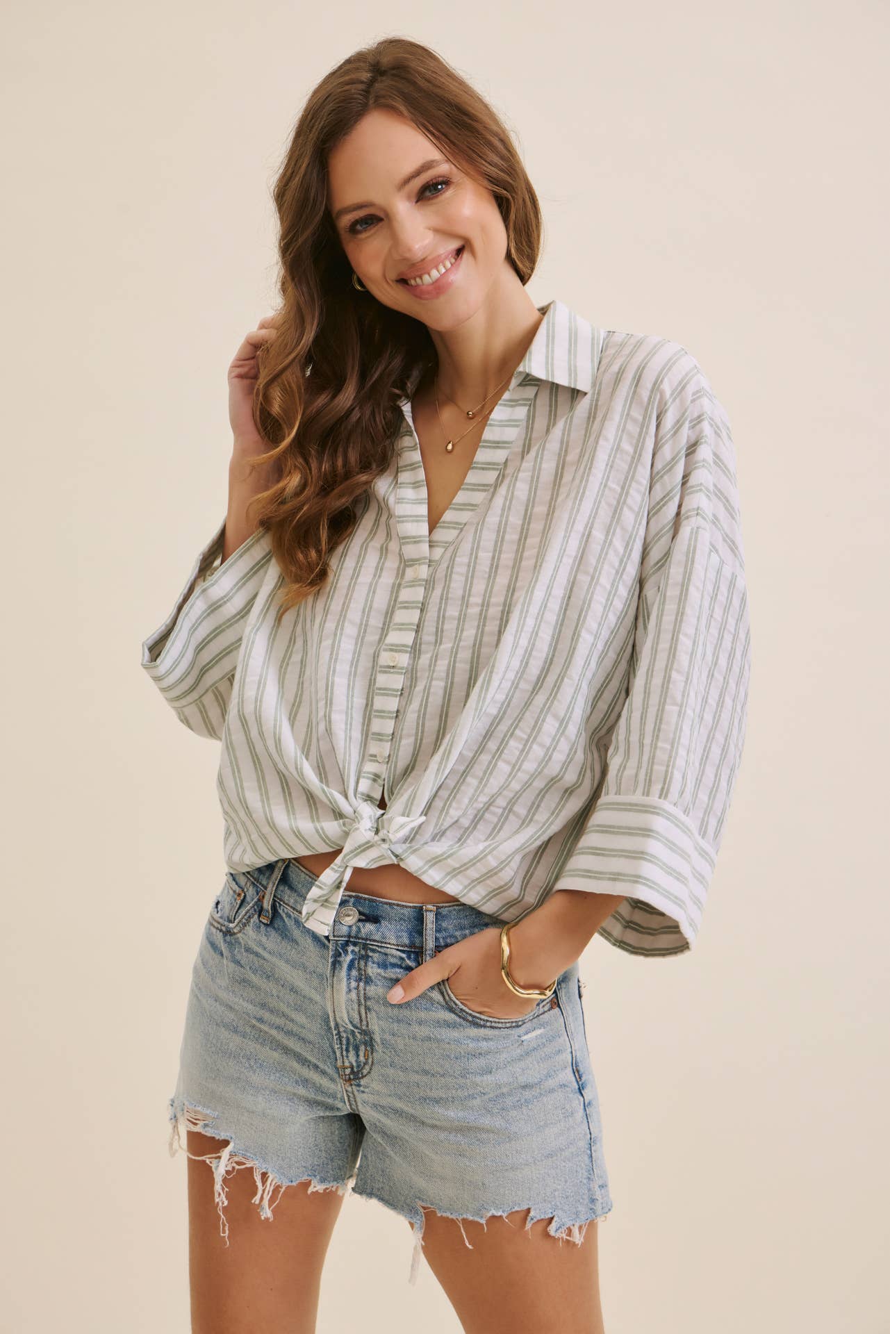 Coastal Comfort Striped Button-down