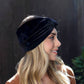 Velvet Twisted Headband/Earwarmer - Black