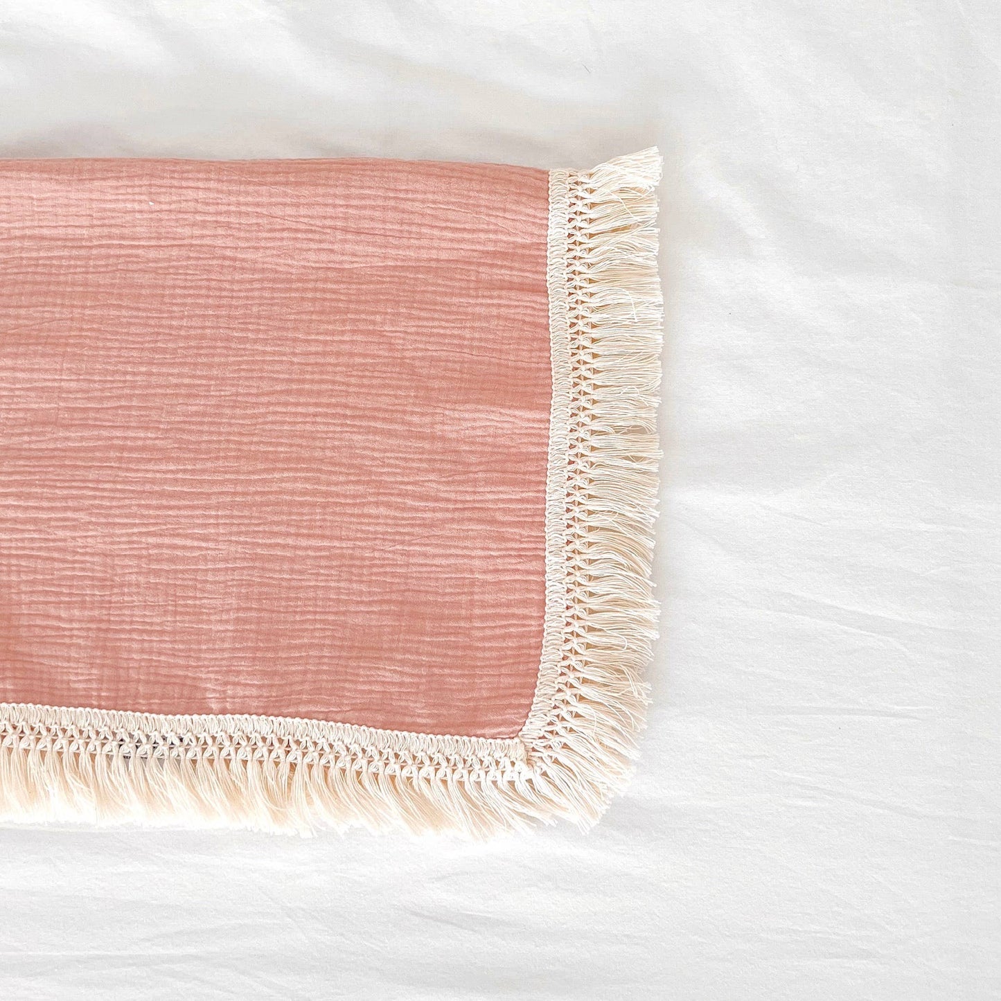Blush 100% Cotton Fringe Baby Blanket