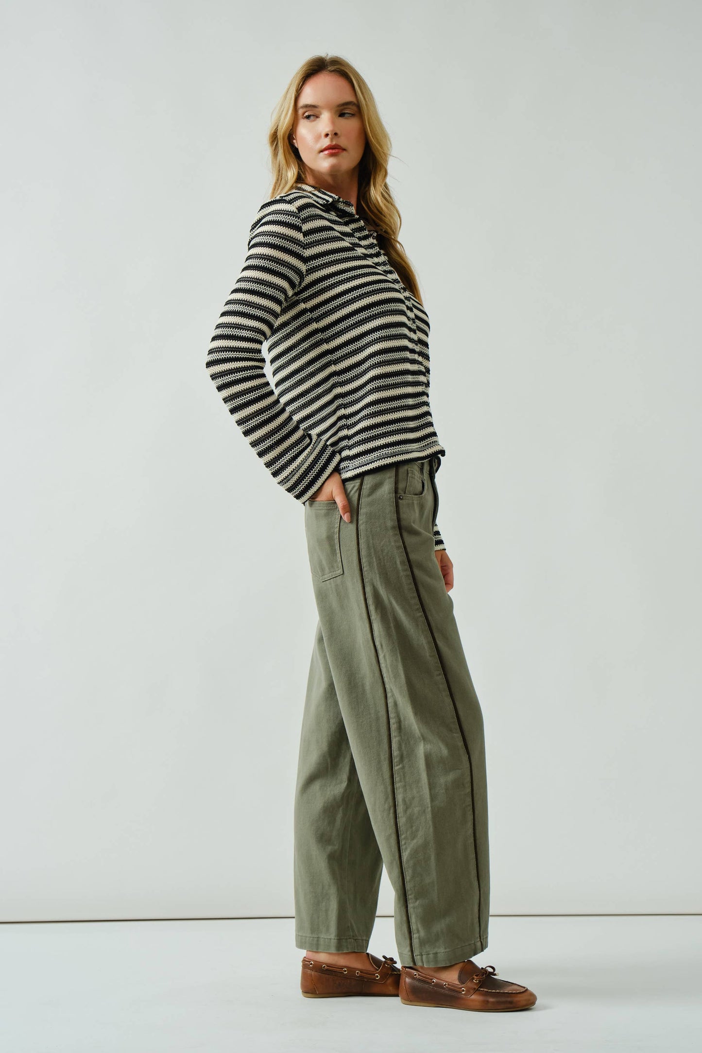 Casual Comfort Denim Barrel Pants