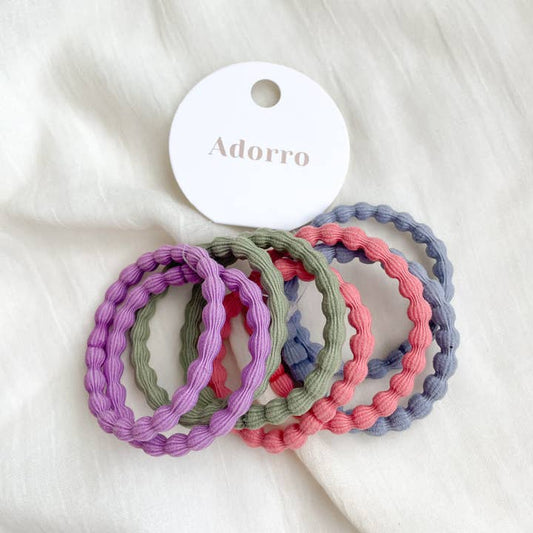 Colorful Bobble Ribbed Hair Tie Set