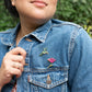 Hummingbird & Pink Lily Flower Pin Set