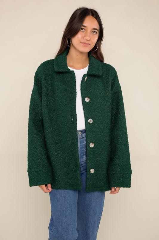 Bethany Sherpa Jacket - Forest Green