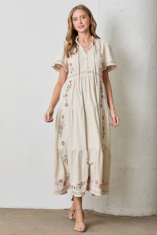 Cora Cross Stitch Maxi Dress