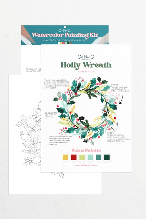 Holly Wreath Watercolor Paint Kit