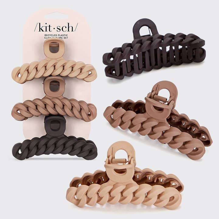 Eco-Friendly Chain Claw Clip 3-Piece Set - Neutral