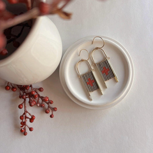 Beaded Green Cross Earrings - Free Range and Feral