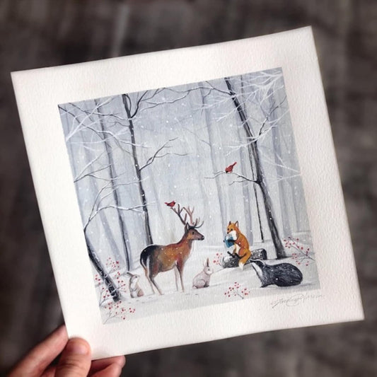 "Snowy Tales" Winter Animals Art Print - Joanna Garcia Art