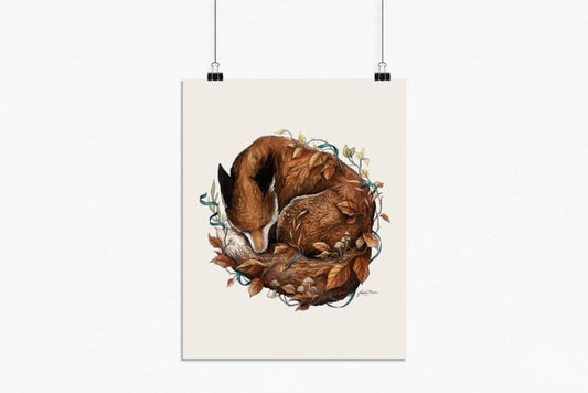 "Autumn Slumber" Sleeping Fox Art Print - Joanna Garcia Art