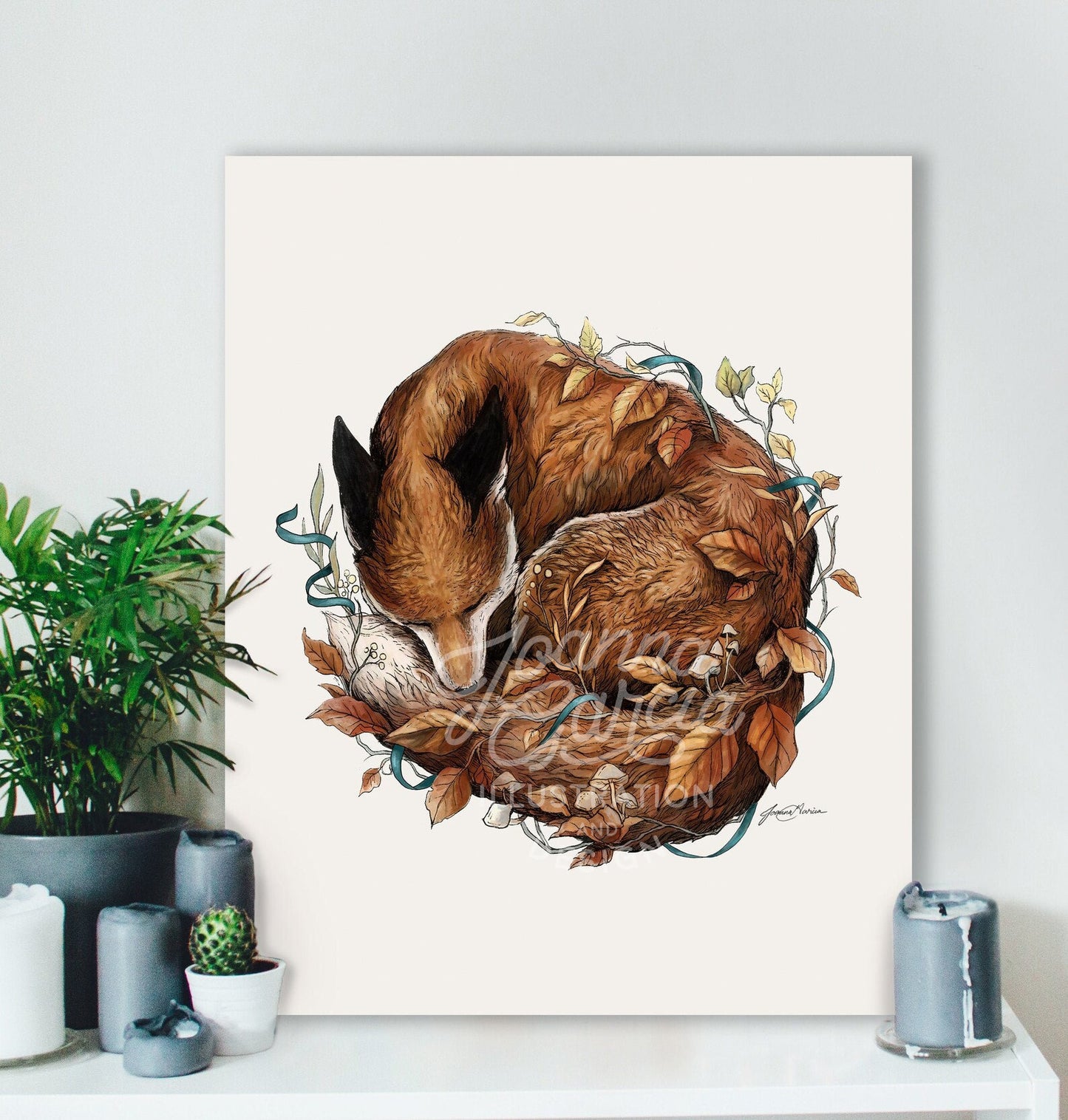 "Autumn Slumber" Sleeping Fox Art Print - Joanna Garcia Art