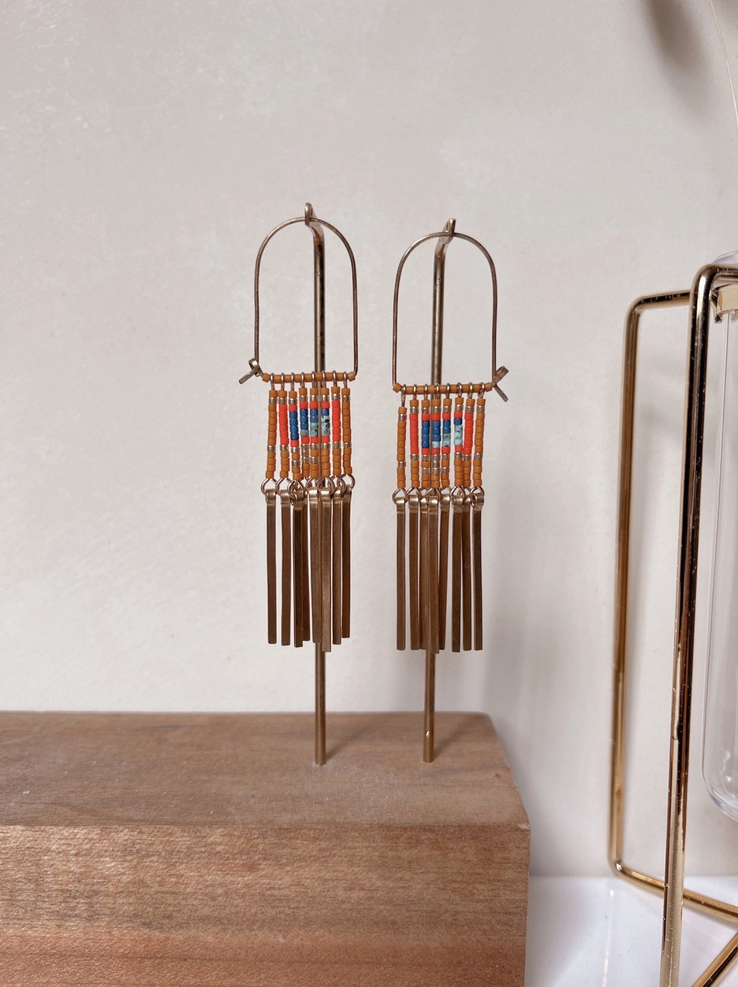 Orange & Blue Beaded Market Earrings - Free Range & Feral