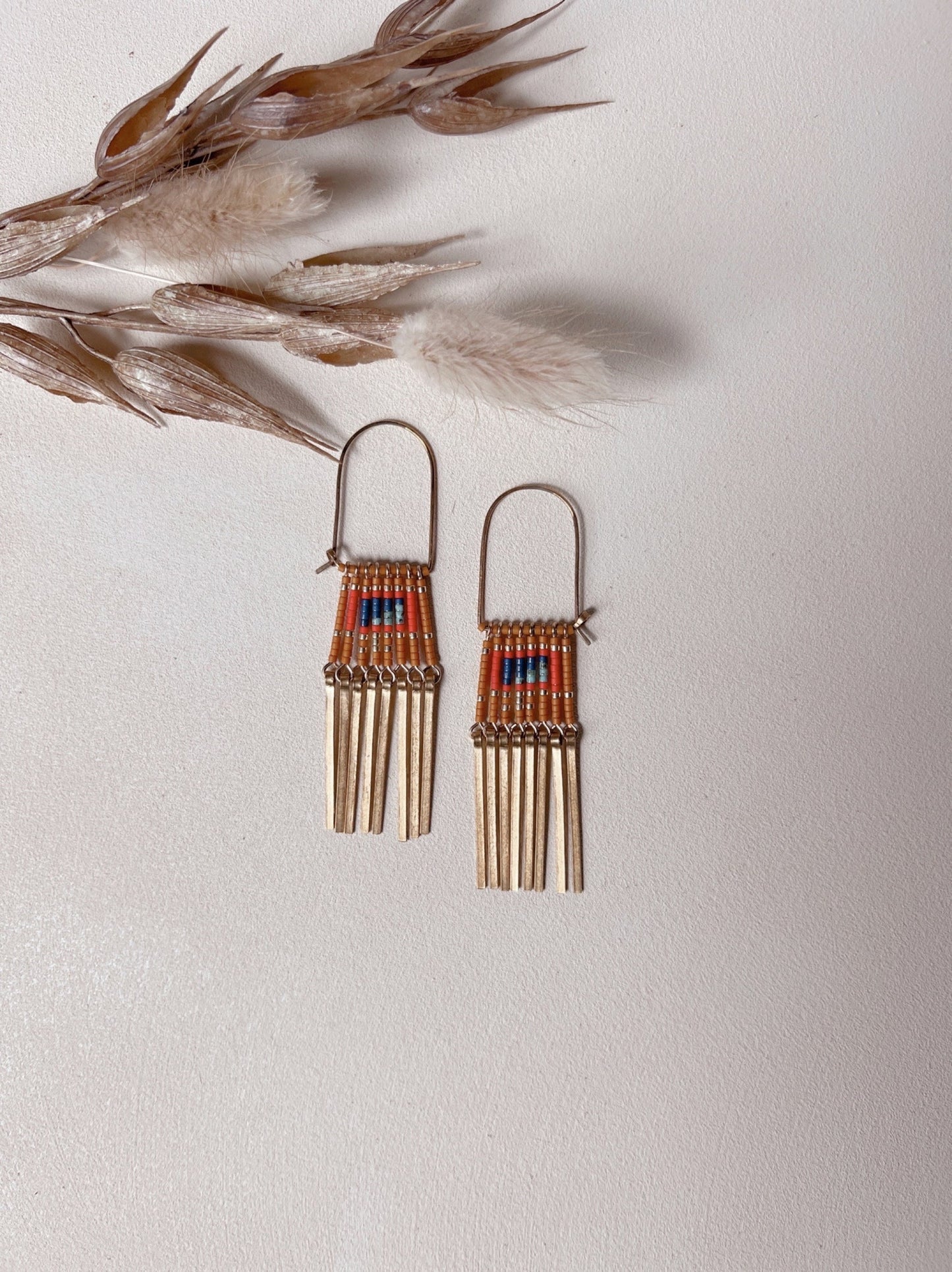 Orange & Blue Beaded Market Earrings - Free Range & Feral