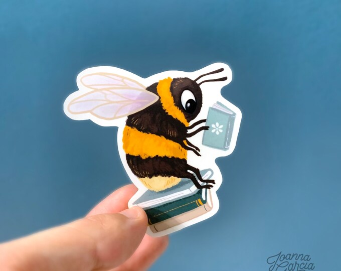 Bee with Book Vinyl Sticker - Joanna Garcia Art