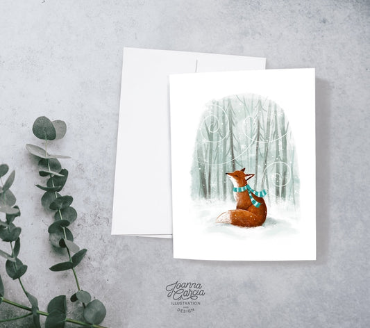 Fox in Snow Greeting Card - Joanna Garcia Art