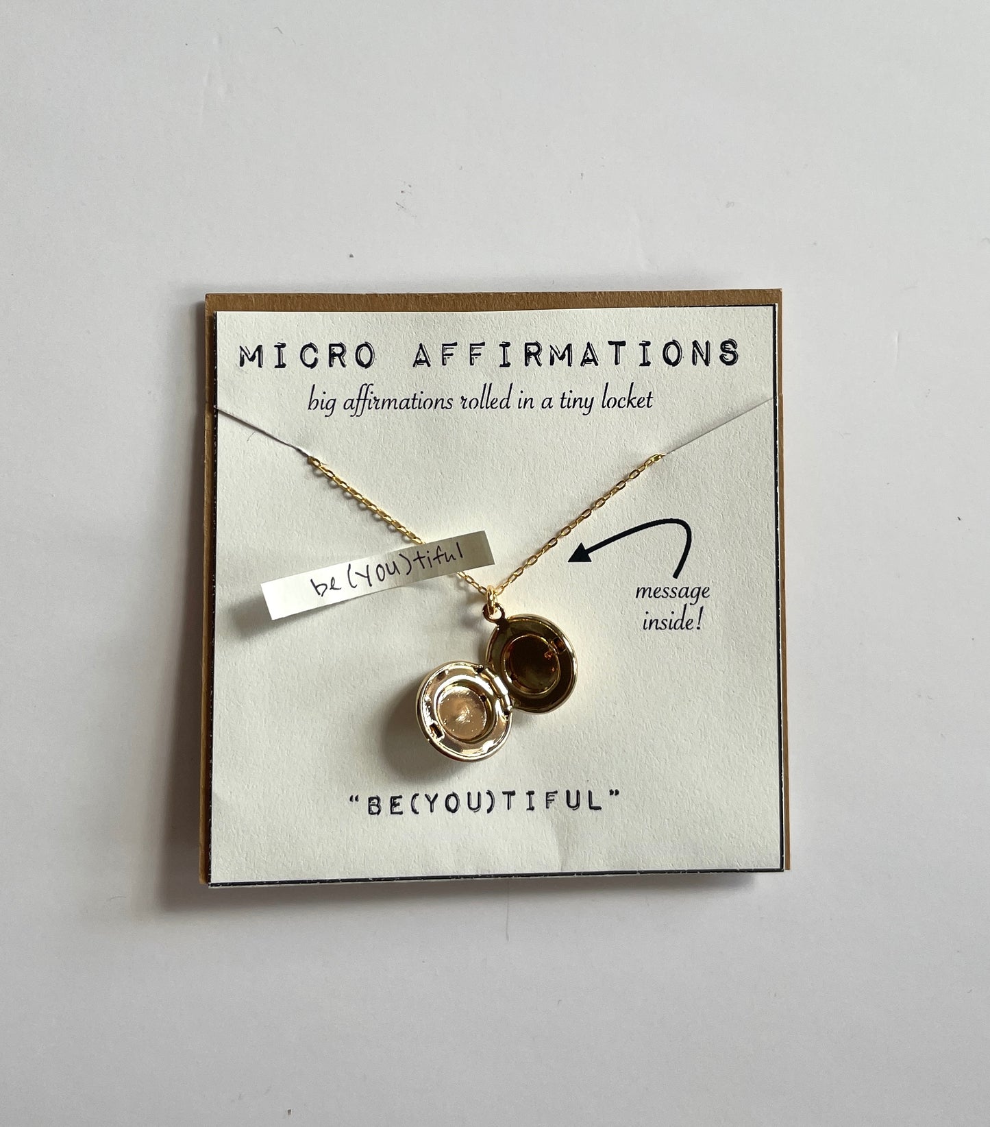 "Be(you)tiful" Micro Affirmation Locket - Ginger and Pickles
