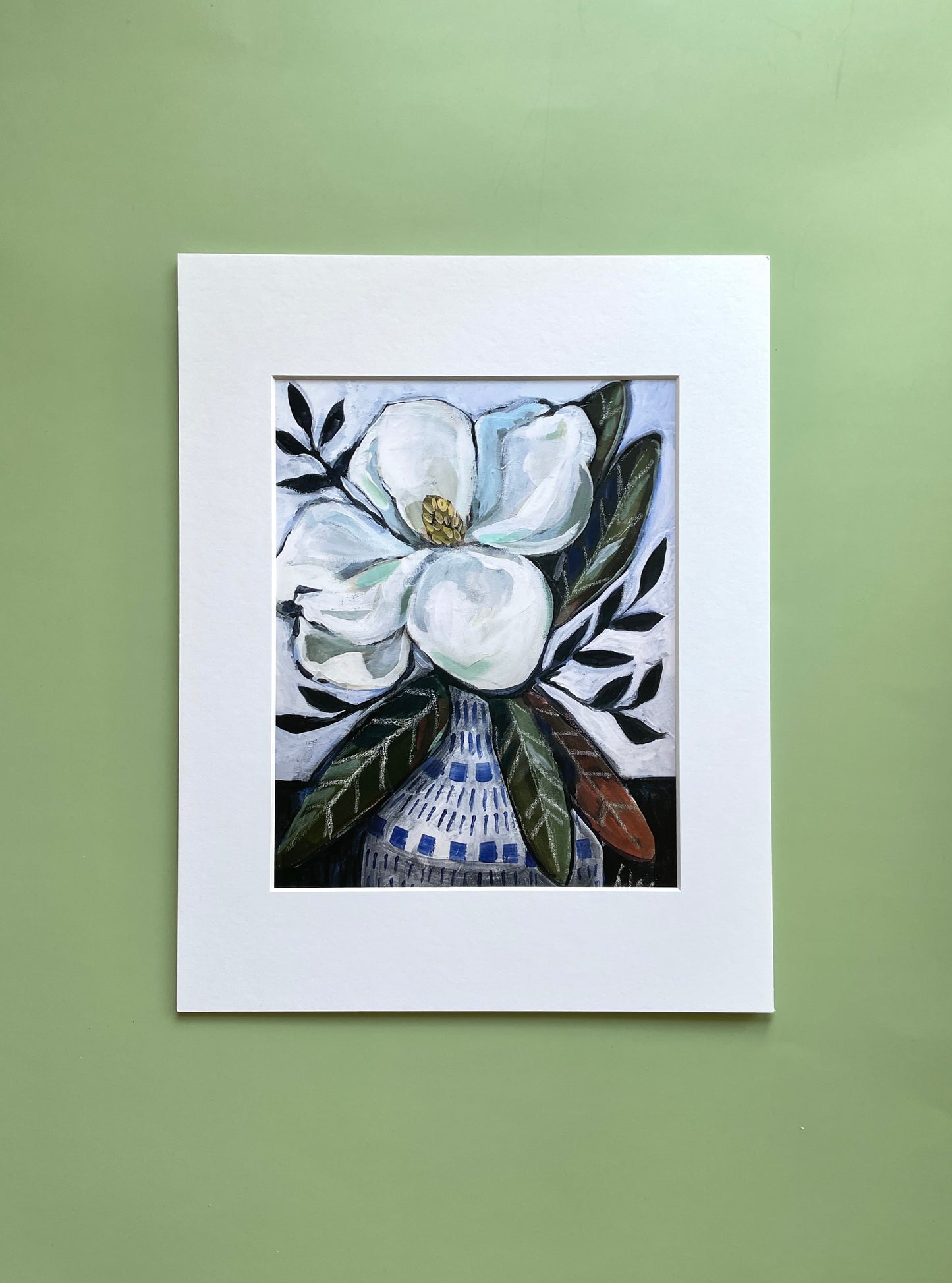 "June Magnolia" Still Life Art Print and Mat - J Lee Mancier Art