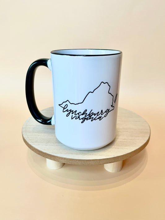 "Lynchburg Virginia" State Outline Mug