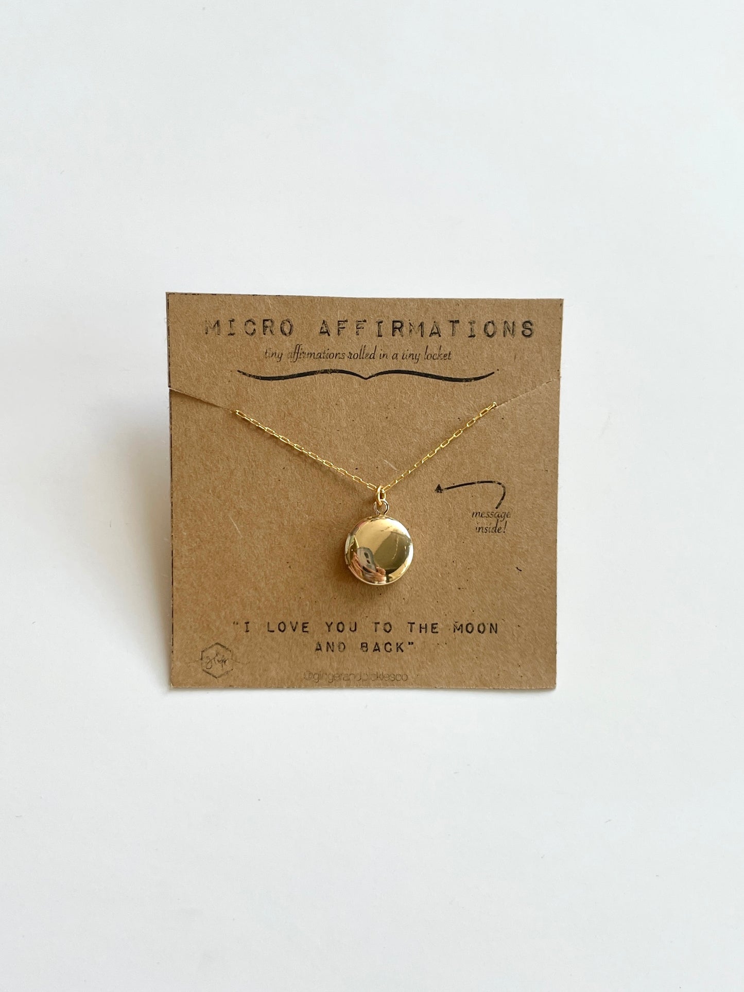 "Moon and Back" Micro Affirmation Locket - Ginger and Pickles