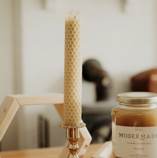 Pair of Beeswax Taper Candles - Mosermade