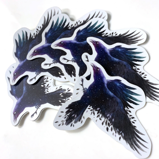 Watercolor Raven Vinyl Sticker - Joanna Garcia Art