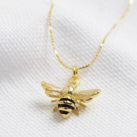 Friend of the Bees Enamel and Gold Necklace