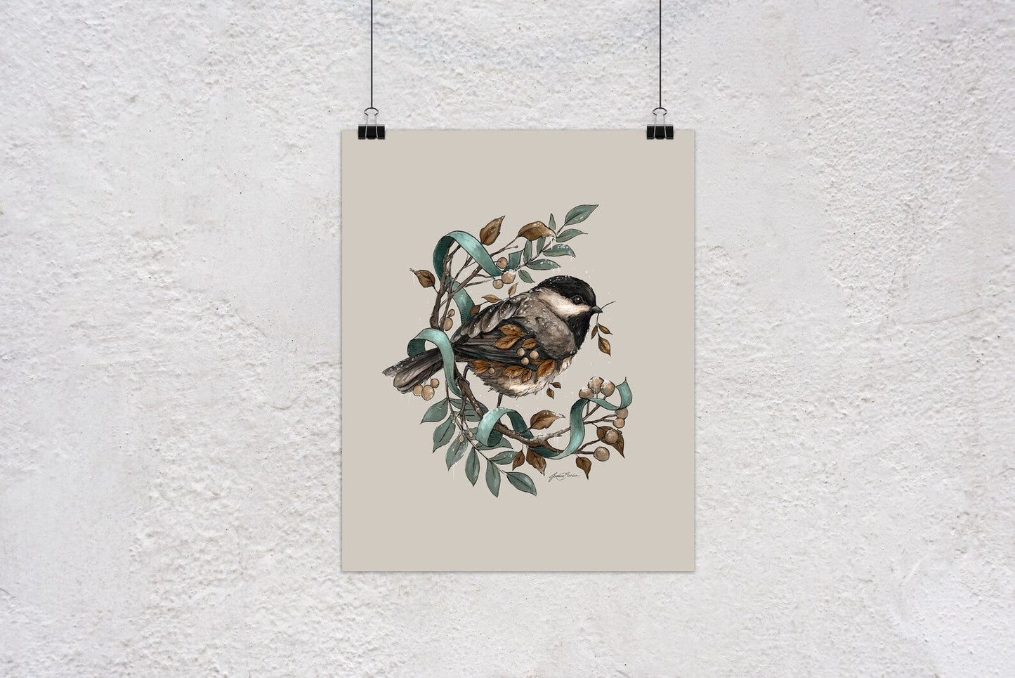 "Winter Morning" Chickadee Art Print - Joanna Garcia Art