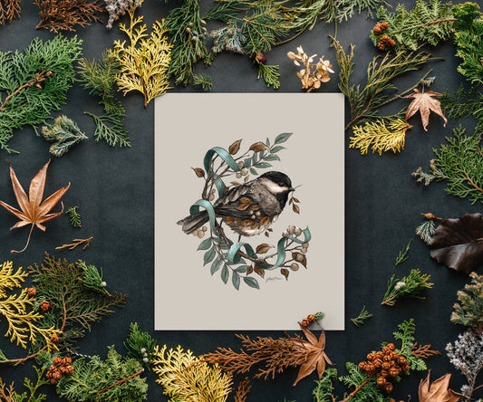 "Winter Morning" Chickadee Art Print - Joanna Garcia Art