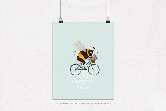"Ride" Bumblebee on Bike Print - Joanna Garcia Art