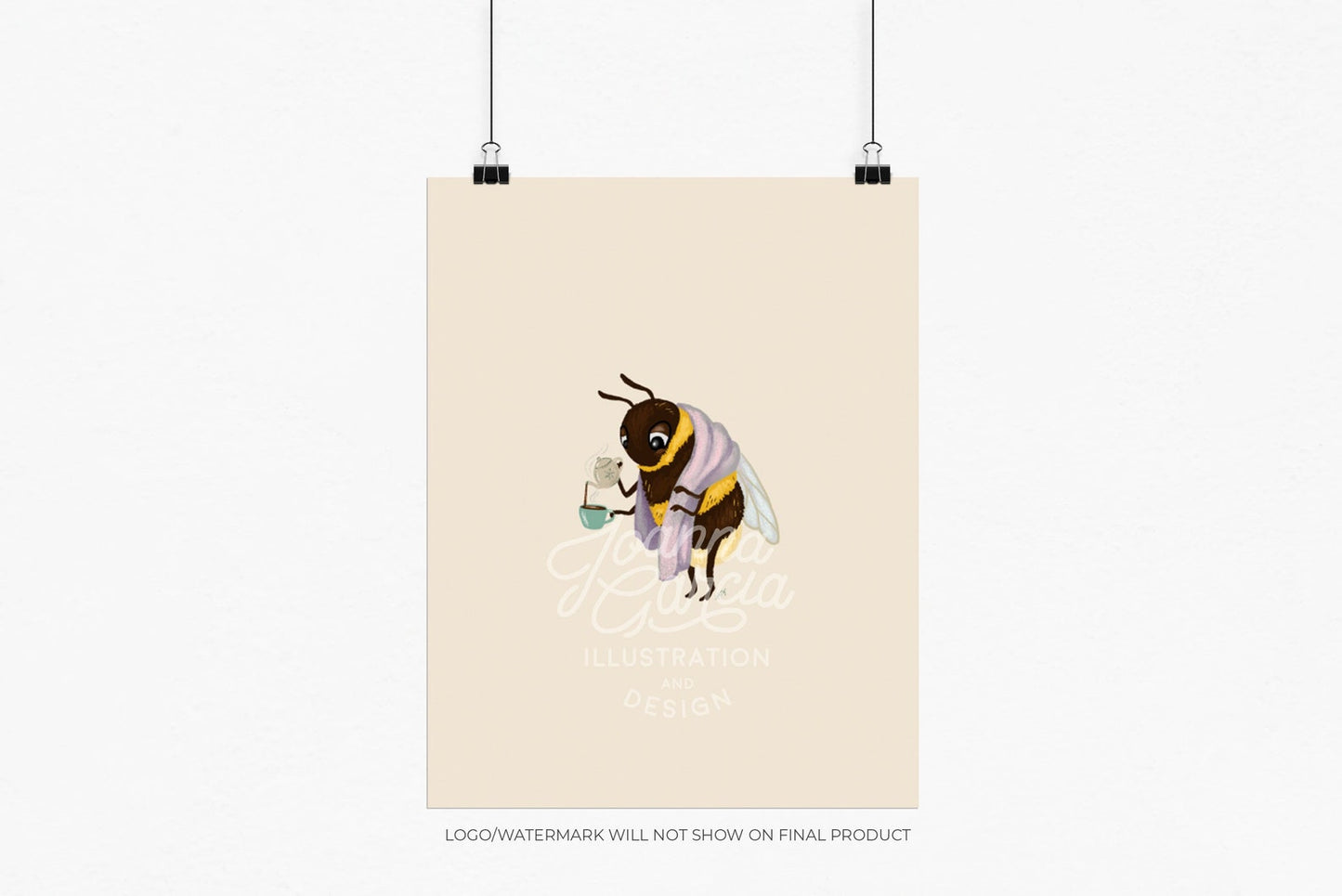 "Mornings" Bumblebee with Tea Print - Joanna Garcia Art