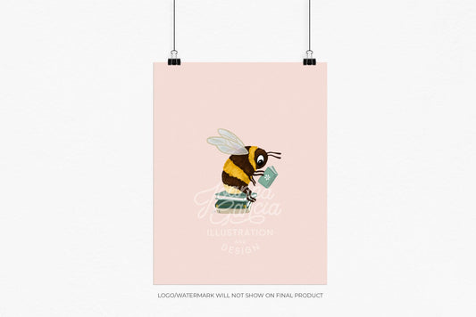 "Read" Bumblebee with Book Print - Joanna Garcia Art