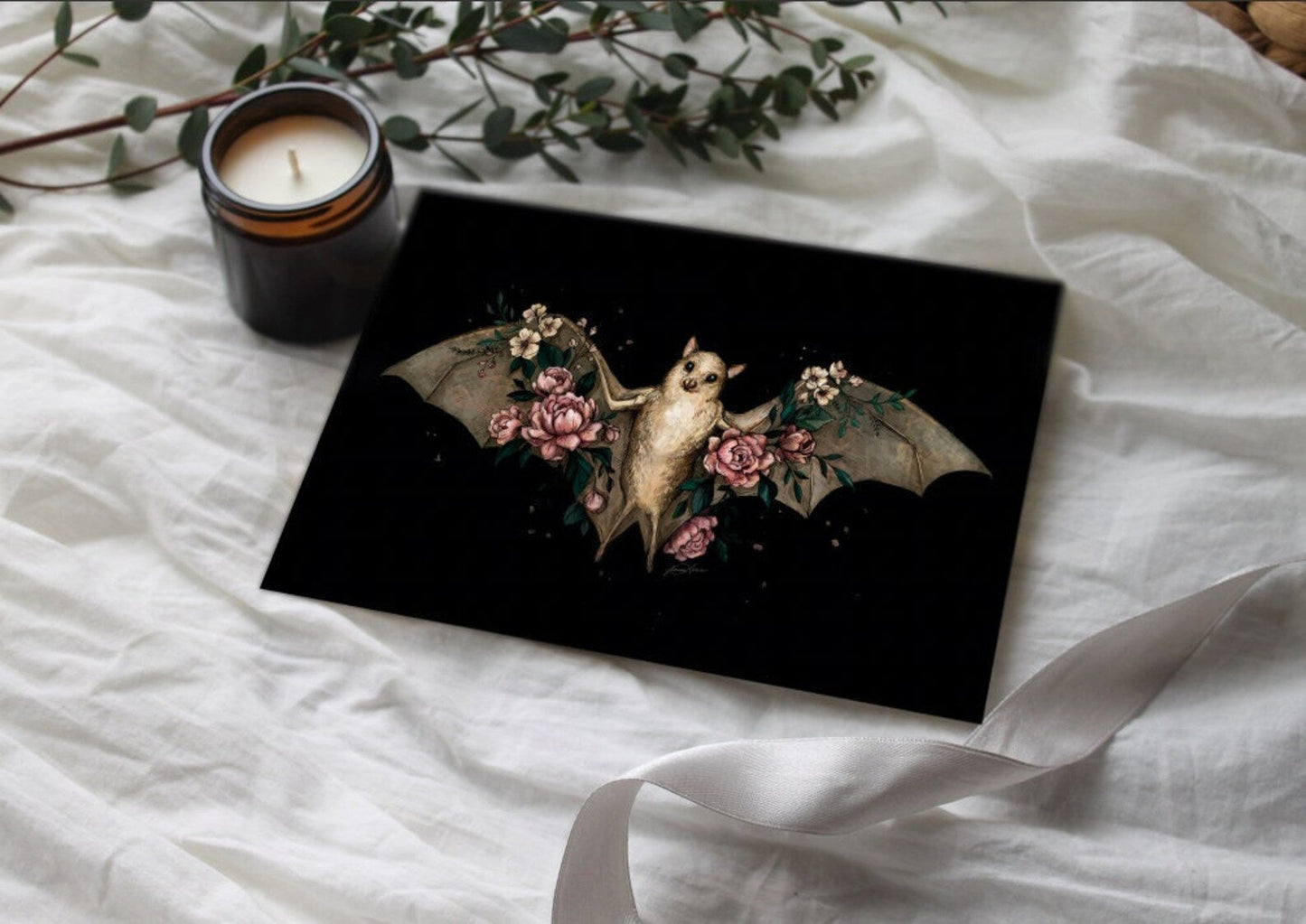 "Fruit Bat & Floral" Art Print - Joanna Garcia Art