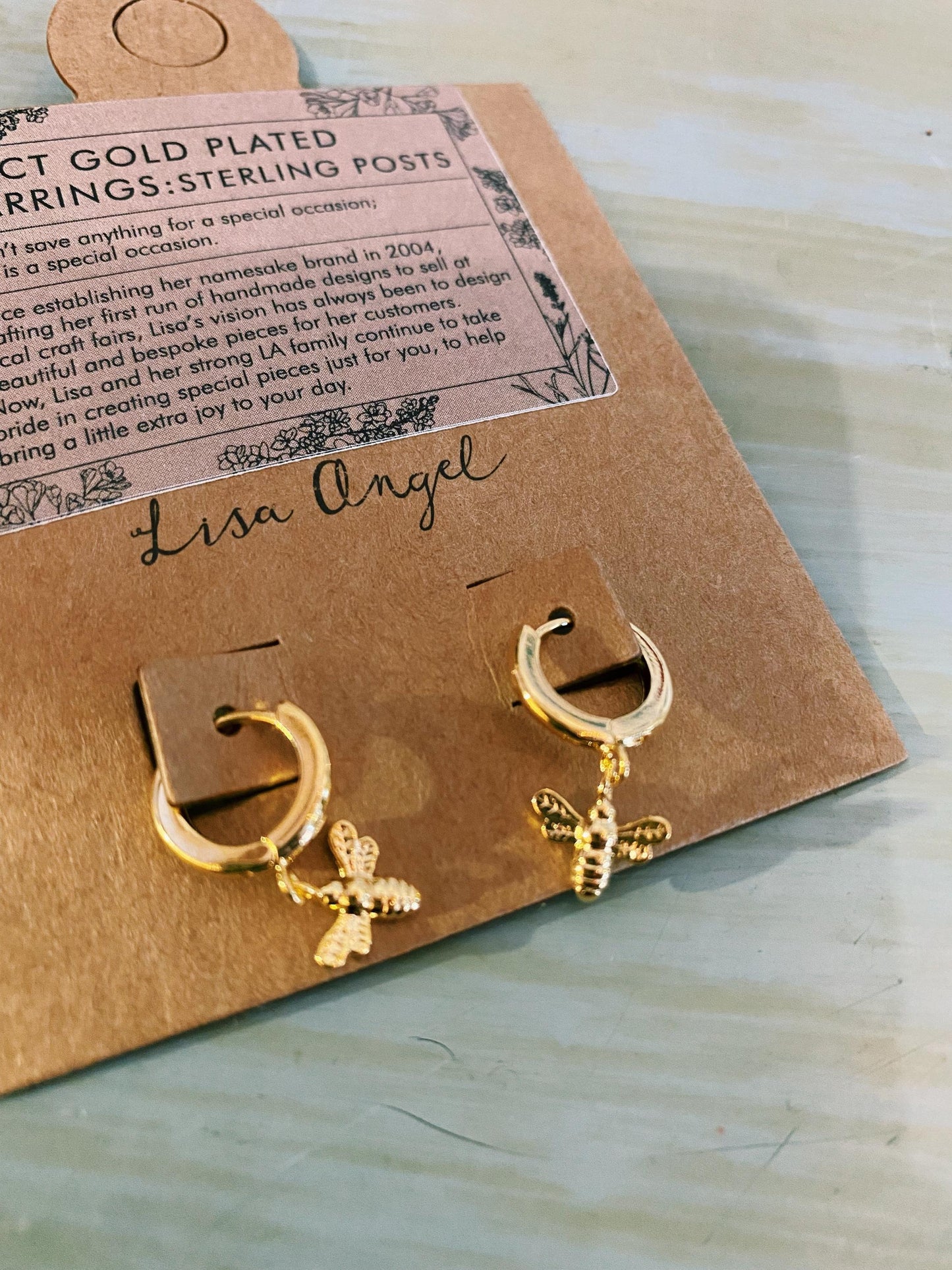 Gold Huggie Hoop Bee Earrings