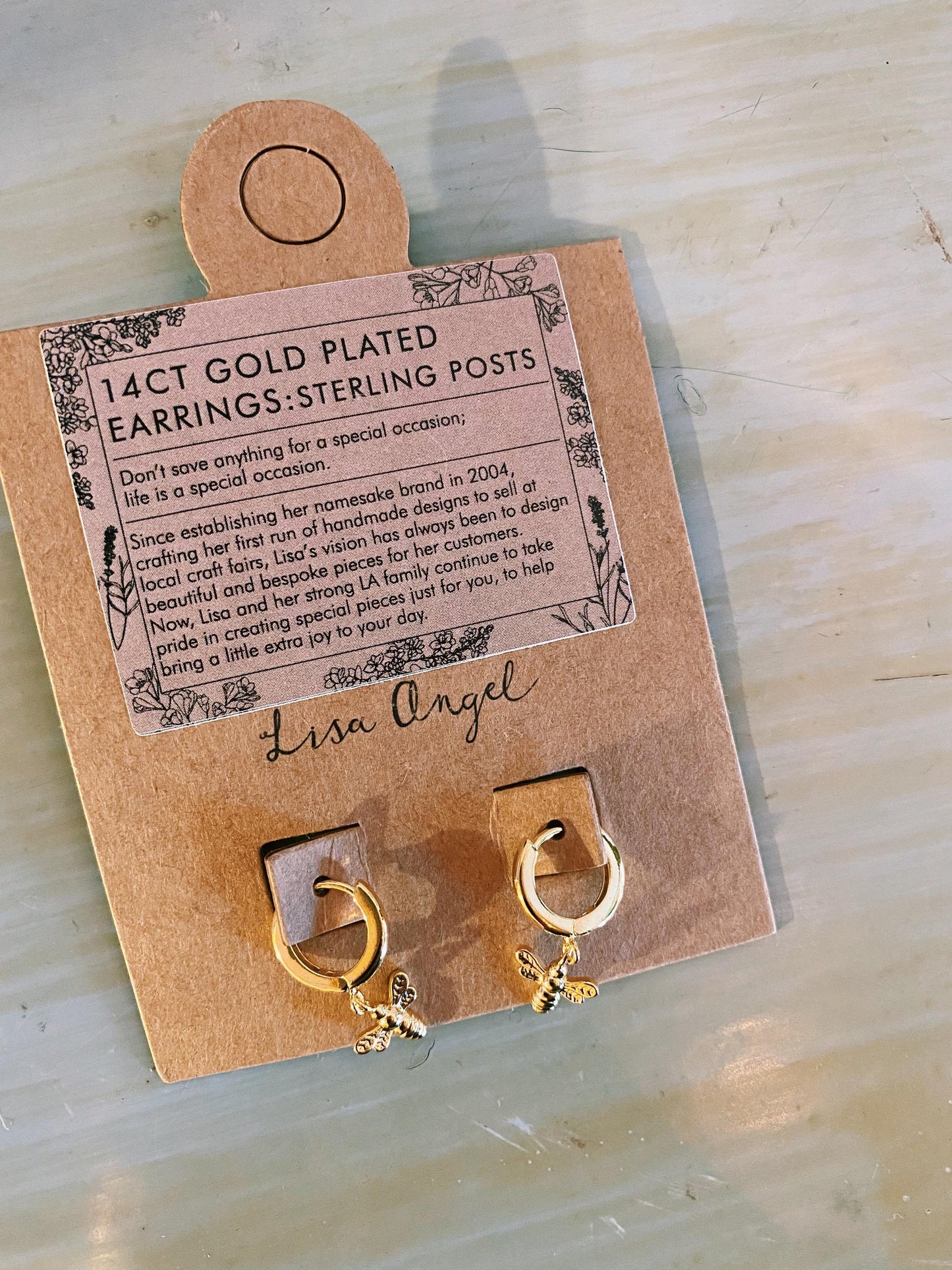 Gold Huggie Hoop Bee Earrings